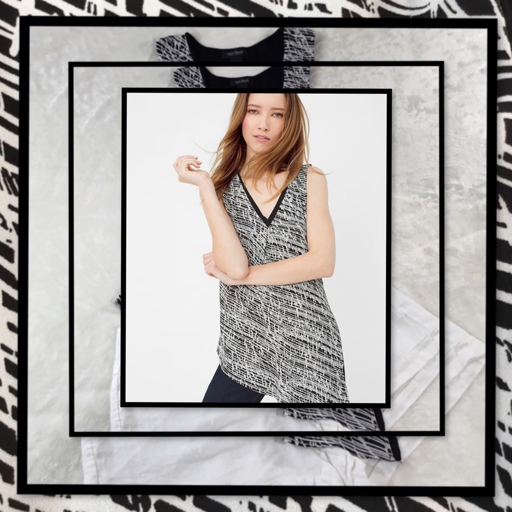 WHBM WOMENS ASYMMETRICAL SLEEVELESS SHIRT M